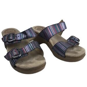 Dansko Sophie Women's Leather Slide Sandal Metallic Striped Size 36 (5.5-6 US)